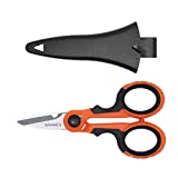 SAMSFX Fishing Heavy Duty Anti-Slip Serrated Edge Scissors Saltwater Freshwater Braid Scissors Braided Line Cutter with Plastic Belt Case Sheath Kit (Common Finger Hole)