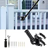 KAEKAT Adjustable Flag Pole Bracket | Two Installation Methods - Metal Flag Pole Holder For House, Rectangle Railing, Wall - Bracket With Rubber Pads, Prevents Slippage, Scratches, 1" Diameter