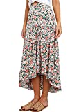 PRETTYGARDEN Womens Bohemian Tie Dye Print Long Skirts Button Down High Waist Split A-Line Maxi Skirt (Floral Black, Small)