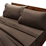 Bedsure Queen Bed Sheets Set Brown - Soft 1800 Sheets for Queen Size Bed, 4 Pieces Bedding Sheets & Pillowcases
