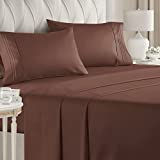 Queen Size Sheet Set - 4 Piece Set - Hotel Luxury Bed Sheets - Extra Soft - Deep Pockets - Easy Fit - Breathable & Cooling - Wrinkle Free - Comfy  Brown Chocolate Bed Sheets - Queens 4 PC