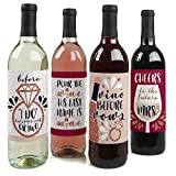 Vino Before Vows - Winery Bridal Shower or Bachelorette Party Decorations for Women and Men - Wine Bottle Label Stickers - Set of 4