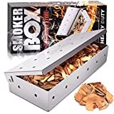 JUEMINGZI Smoker Box for BBQ Grill Wood Chips - 25% Thicker Stainless Steel Won't Warp - Barbecue Meat smoker for Charcoal and Gas Grills | Smoker grill tool