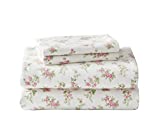 Laura Ashley Home Collection Premium Ultra Soft Cozy Lightweight Cotton Flannel Bedding Sheet Set, Wrinkle, Anti-Fade, Stain Resistant & Hypoallergenic, Full, Audrey Pink (201591)