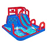 Sunny & Fun Mega Climb N Go Inflatable Water Slide Park  Heavy-Duty for Outdoor Fun - Climbing Wall, 2 Slides, Splash & Deep Pool  Easy to Set Up & Inflate with Included Air Pump & Carrying Case