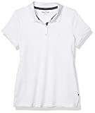 Nautica Women's 3-Button Short Sleeve Breathable 100% Cotton Polo Shirt, Bright White, Large