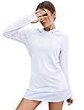 Beach Sun UV Hoodie Camping Hoodie Fishing Sweatshirt Women Sun Hoodie Workout Top Outdoor Summer White XXLarge