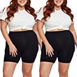 TNNZEET 2 Pack Plus Size High Waisted 8" Biker Shorts for WomenButtery Soft Black Maternity Yoga Shorts2X, 3X, 4X