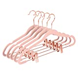 MIZGI Premium Velvet Pants Hangers with Clips (Pack of 20) Slim Skirt Hangers- Non Slip Felt Outfit Dress Hangers Blush Pink - Copper/Rose Gold Hooks,Space Saving Shirt Clothes Hangers