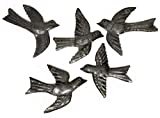 Set of 5 Small Birds Flying, Decorative Bird, Metal Wall Hanging Ornaments, Haitian Recycled Figurines, Nature Inspired 4 x 5 Inches