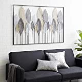 Deco 79 Farmhouse Metal Leaves Wall Decor, Ready to Hang, 59"W x 37"H, Black/Silver/Gold