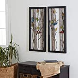 Deco 79 Farmhouse Metal Birds Wall Decor, Set of 2 16"W, 36"H, Black