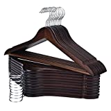 Edergoo Wooden Hangers 20 Pack, Durable and Slim Hangers Wood with Non Slip Pants Bar, Smooth Finish Wooden Suit Hangers, Walnut
