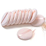 Pure Cotton Powder Puff, Makeup Puff for Powder Foundation, 3.15-inch Normal Size with Strap, Blending for Loose Powder Mineral Powder Body Powder Wet Dry Makeup Tool - 10 PCS
