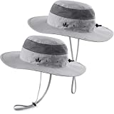 The Friendly Swede Sun Hat 2-Pack - Fishing Boonie Hat for Safari and Summer (Light Grey)