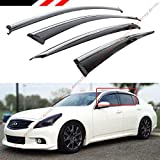 Cuztom Tuning JDM VIP Style Smoke Tinted Window Visor Rain Guard W/Clips & Chrome Trim Fits for 2007-2015 Infiniti G35 G25 G37 Q40 Sedan