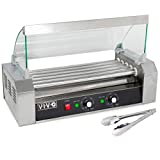 VIVO Electric 12 Hot Dog and 5 Roller Grill Warmer, Cooker Machine with Cover, HOTDG-V205