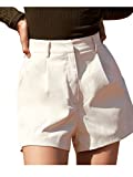 Floerns Women's Casual Solid High Waist Wide Leg Shorts with Pocket Khaki M