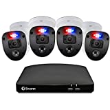 Swann Enforcer Home Security System, 4 Channel 4 Camera DVR CCTV, Wired Surveillance 1080p Full HD + 1TB HDD, Color Night Vision, Red & Blue Flashing Motion Lights, Alexa + Google, SWDVK-446804SL