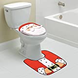 Ginsey Home + Solutions Joyful Santa Cover & Bath Set Lid Christmas Bath Rug Toilet seat Cover