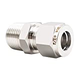 Horiznext Stainless Steel Compression Fitting, 1/2" Tube OD x 1/2 NPT Male Coupler ss tubing adapter