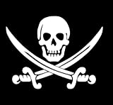 Pirate Skeleton with Swords Jolly Roger CCI Decal Vinyl Sticker|Cars Trucks Vans Walls Laptop|White|5.5 x 4.2 in|CCI2141