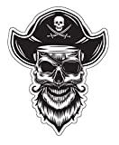 WickedGoodz Bearded Pirate Captain Skull Decal - Jolly Roger Bumper Sticker - Jolly Roger Vacation Sticker