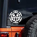 One Piece Jolly Roger Decal Vinyl Sticker Auto Car Truck Wall Laptop | White | 5" x 5"