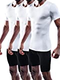 Neleus Men's 3 Pack Compression Shirts,5011,White,US XL