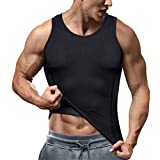 TAILONG Compression Shirts for Men Shapewear Slimming Body Shaper Waist Trainer Vest Workout Tank Tops Abdomen Undershirts (Black, X-Large - 2X-Large)