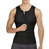 Wonderience Compression Shirts for Men Undershirts Slimming Body Shaper Tank Top Vest with Zipper (Black, Medium)