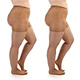 Silky Toes Plus Size Queen Soft Sheer Pantyhose- 2 or 6 Pairs (5X / 6X, Little color)