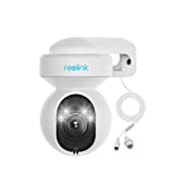 REOLINK E1 Outdoor Plug-in WiFi Security Camera, 5MP HD PTZ Camera for Home Security, Motion Tracking, 5GHz WiFi, 3X Optical Zoom, Person Vehicle Detection, Spotlight Color Night Vision, APP Control