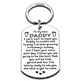 New Dad First Fathers Day Keychains Gifts for Dad Men Him Husband from Unborn Baby Son Daughter Bump Wife Future Daddy to Be Birthday Christmas Valentines Day Baby Announcements Pregnancy Keepsake Tag