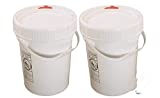 5 Gallon White BPA Free Durable Food Grade Bucket With Screw Lid | All Purpose Specialty Storage Plastic Pail Safety | Air-tight Design with Child Resistant Button - 2 PACK