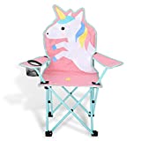 KABOER Kids Outdoor Folding Lawn and Camping Chair with Cup Holder and Carrying Bag,Children's Camping Chairs for Outdoor Beach Travel,Unicorn Camp Chair