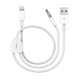 [Upgraded] Aux Cord for iPhone, Lightning to 3.5mm Aux Cord 2in1 Audio Charging Cable Compatible with iPhone 13 12 11 XS XR X iPad All iOS Version, Supports Car Stereo/Speakers/Headphone 3.94Ft