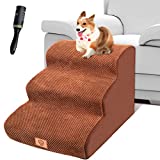 Kphico High Density Foam Pet Steps/Ramps- Non-Slip 3 Steps Pet Stairs, 15.7" High Dog Ramp, Sofa Bed Ladder for Dogs&Cats Climbing High Bed and Couch, Holds Up to 60 lbs