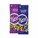 Kar's Nuts Trail Mix Variety Pack, Sweet N Salty and Peanut Butter N Dark Chocolate, Individually Wrapped, Gluten-Free Snack Mix, 24 Count