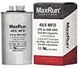 MAXRUN 45+5 MFD uf 370 or 440 Volt VAC 45/5 Microfarad Dual Run Capacitor for Air Conditioner or Heat Pump - Runs AC Motor and Fan - 5 Year Warranty