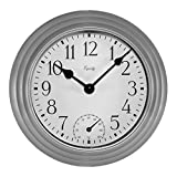 Equity by La Crosse 29007 Outdoor Thermometer & Humdity Wall Clock, 8", Metallic Silver