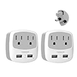 US to UK Plug Adapter, TESSAN Type G Travel Adaptor with 2 USB 2 Electrical Outlets, UK Power Adapter for USA to Ireland England London Scotland British Dubai Kenya Hong Kong, 2-Pack