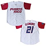 #21 Roberto Clemente Puerto Rico World Game Classic Mens Baseball Jersey Stitched (M, White)