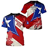 Generic Personalized Puerto Rico Flag Shirt for Men - Puerto Rican Pride T-Shirt with Custom Name (AZ-OD82, L)