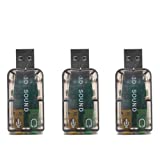 Xiaoyztan 3 Pcs 3D External Drive-Free USB Sound Card 5.1 Channel USB Audio Adapter with 3.5mm Audio Jacks, Black