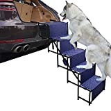YEP HHO 5 Steps Upgraded Folding Pet Stairs Ramp Lightweight Portable Dog Cat Ladder with Waterproof Surface Great for Cars Trucks SUVs(Navy)