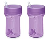 NUK Everlast Weighted Straw Cup, Super-Durable Leakproof Toddler Sippy Cup, Purple, 10 Oz, 2 Count (Pack of 1)