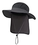 Home Prefer Outdoor UPF50+ Mesh Sun Hat Wide Brim Fishing Hat with Neck Flap (Dark Gray)