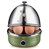 VOBAGA Electric Egg Cooker, Rapid Egg Boiler with Auto Shut Off for Soft, Medium, Hard Boiled, Poached, Steamed Eggs, Vegetables and Dumplings, Stainless Steel Tray with 7-Egg Capacity