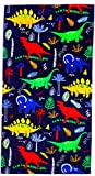 YIFONTIN Beach Towel for Kids Terry Velour Soft Blanket Throw 24X48 inches 100% Cotton Dinosaur Towel for Bath Swimming Sport Travel Camping and Picnic, Dino Tribe.